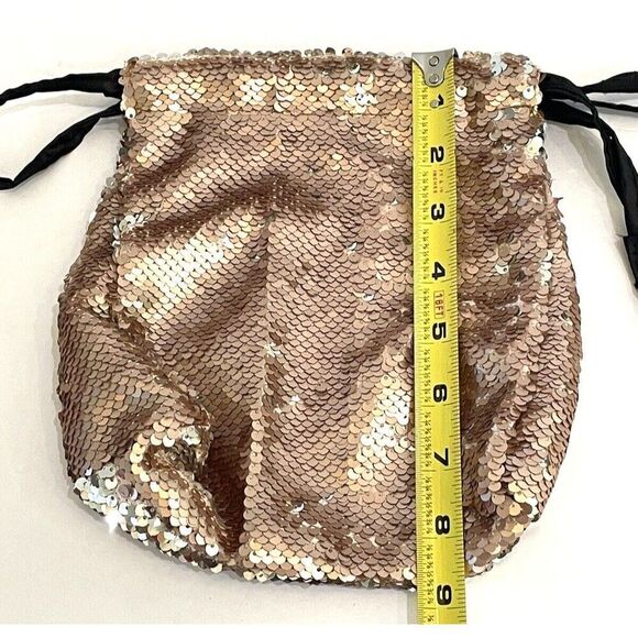 Sequined Makeup Bag Rose Gold Drawstring Pouch Limited Edition Lot of 6 Girls - Picture 16 of 16